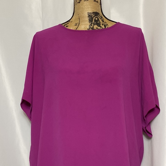 Bobeau Fuchsia Scoop Neck Short Sleeve Shirt L - Picture 3 of 9